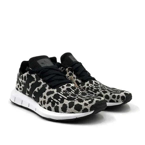 Adidas Swift Run Womens Running Shoe White Black Animal Leopard Trainer Sneaker - Picture 3 of 10